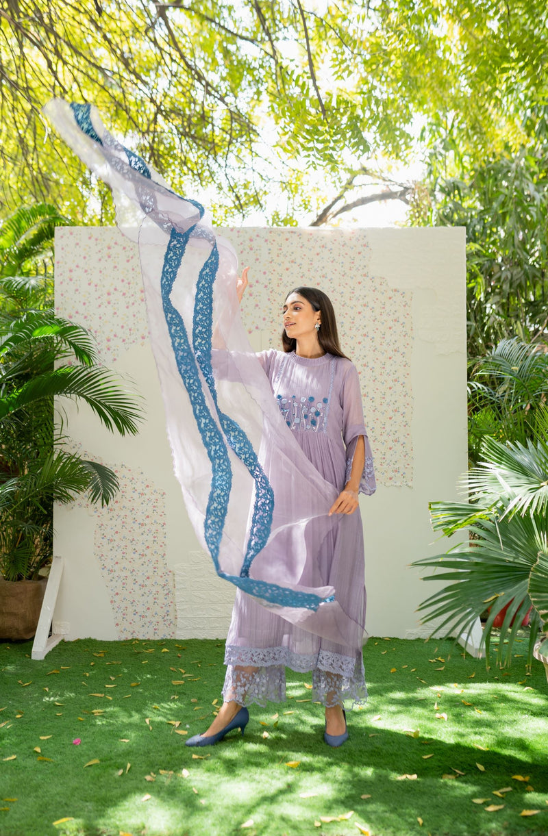 UNDER THE NEEM- soft lilac( set of 3 ) Naaz By Noor 