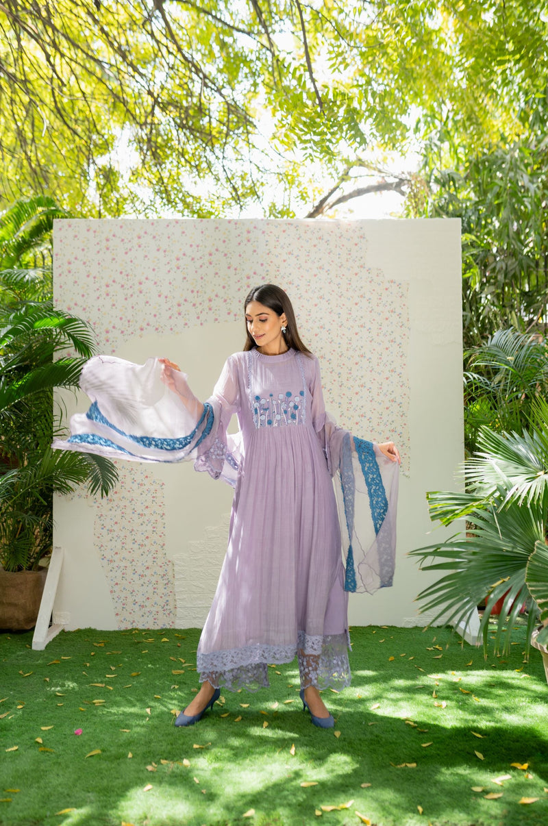 UNDER THE NEEM- soft lilac( set of 3 ) Naaz By Noor 