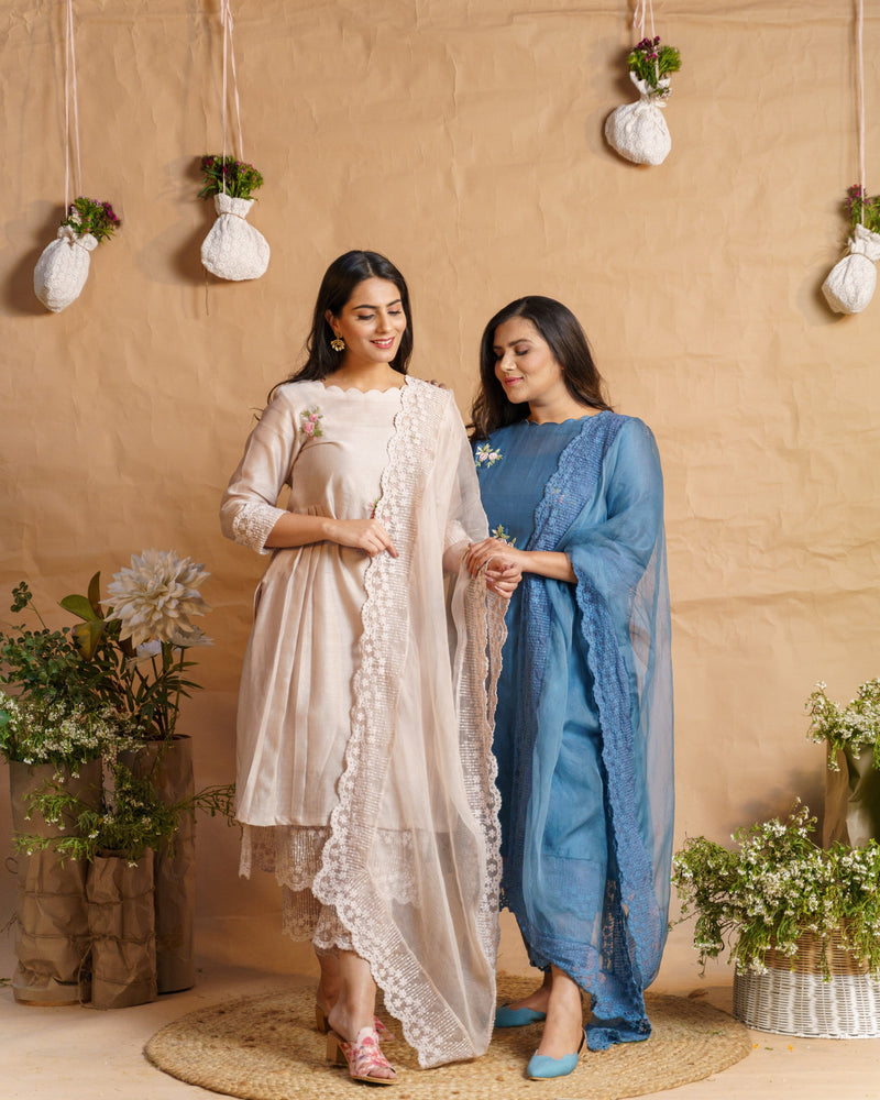 Yale blue ensemble( with dupatta ) - Naaz By Noor