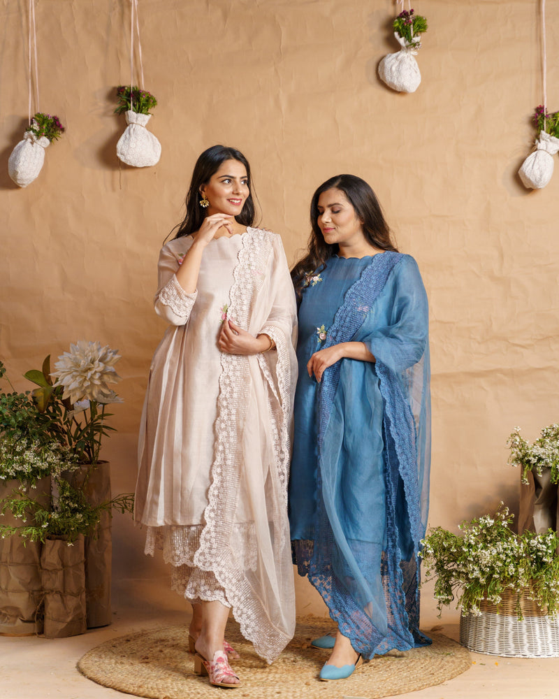 Yale blue ensemble( with dupatta ) - Naaz By Noor