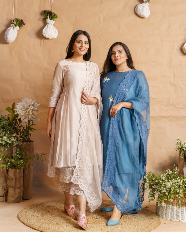 Yale blue ensemble ( without dupatta ) - Naaz By Noor