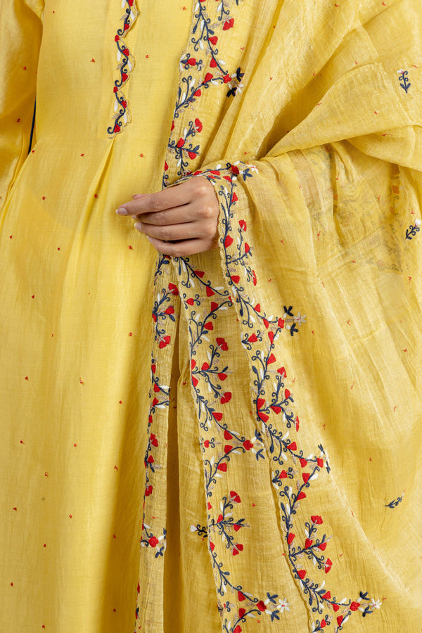 Yellow A-Line Kurta With Sharara And Dupatta - Naaz By Noor