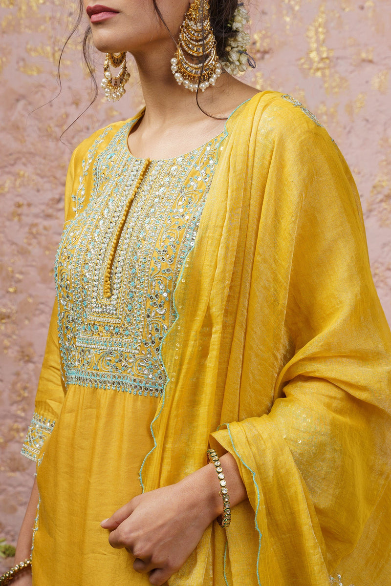 Yellow Kurta Set With Dupatta - Naaz By Noor