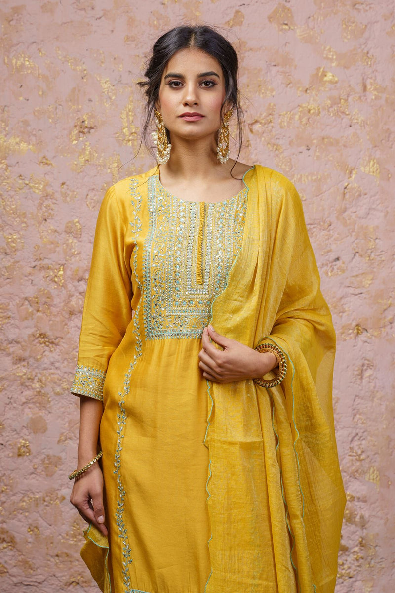 Yellow Kurta Set With Dupatta - Naaz By Noor