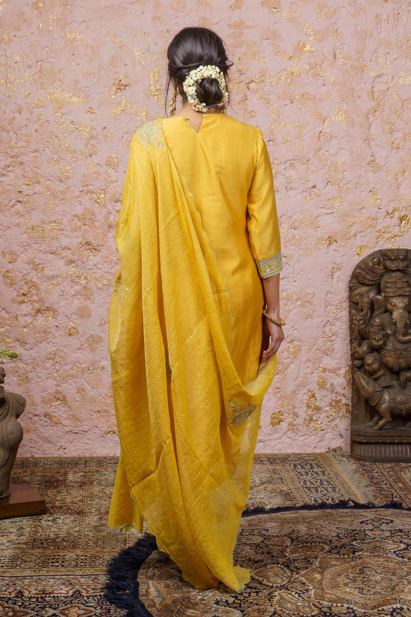 Yellow Kurta Set With Dupatta - Naaz By Noor