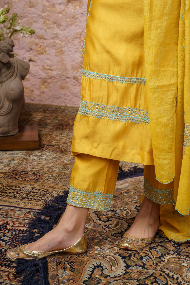 Yellow Kurta Set With Dupatta - Naaz By Noor