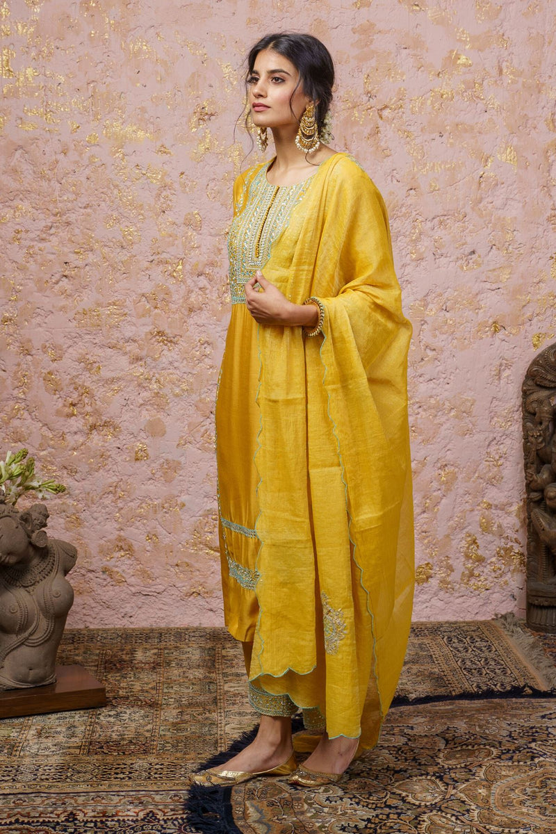 Yellow Kurta Set With Dupatta - Naaz By Noor