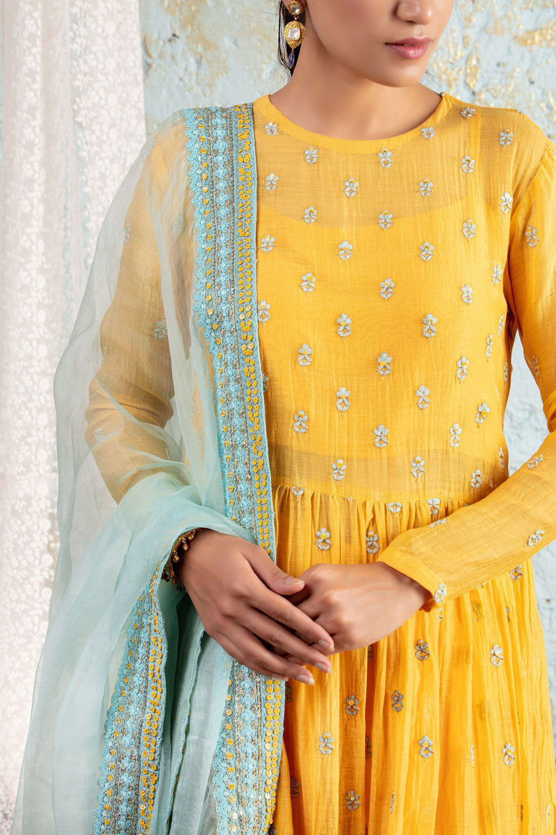 Yellow Kurta With Sharara And Dupatta - Naaz By Noor