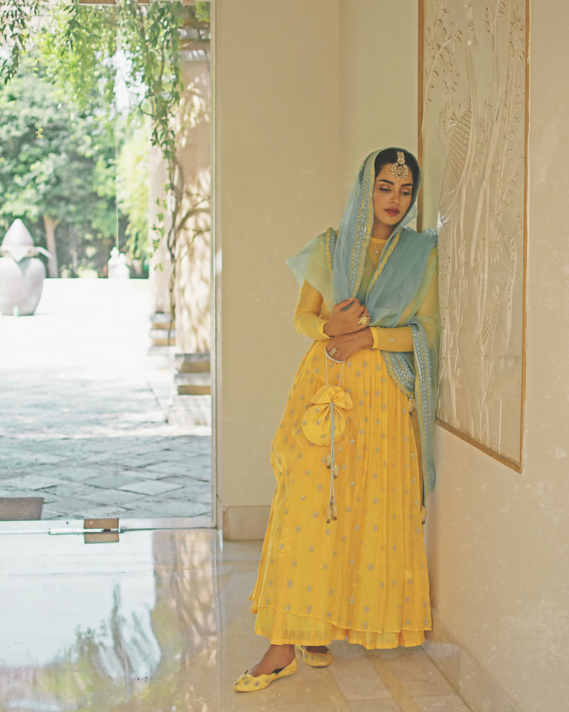 Yellow Kurta With Sharara And Dupatta - Naaz By Noor