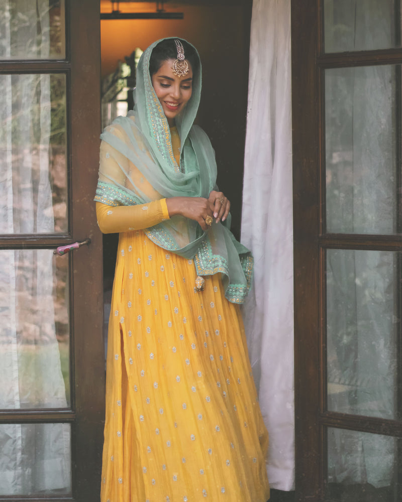 Yellow Kurta With Sharara And Dupatta - Naaz By Noor