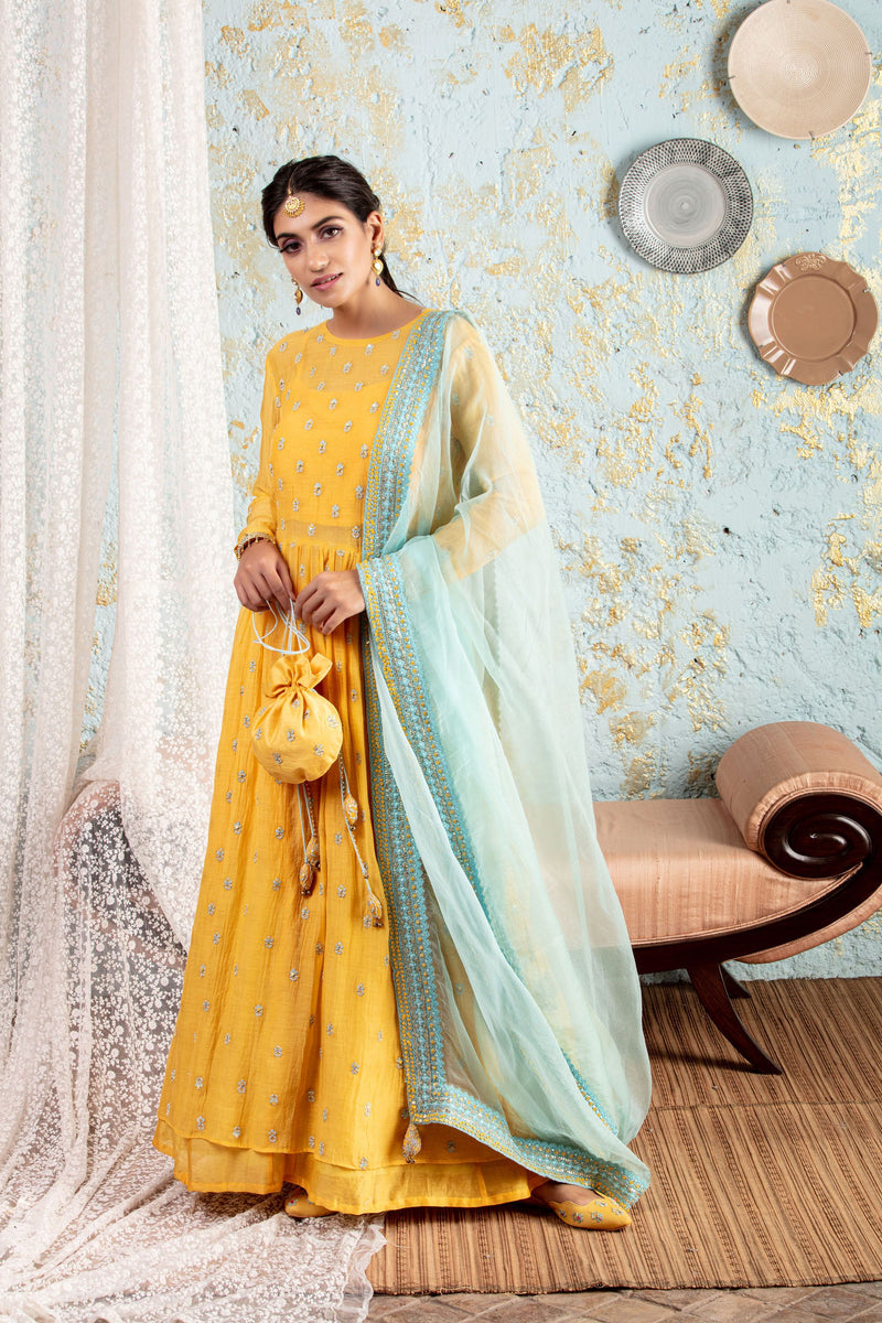 Yellow Kurta With Sharara And Dupatta - Naaz By Noor