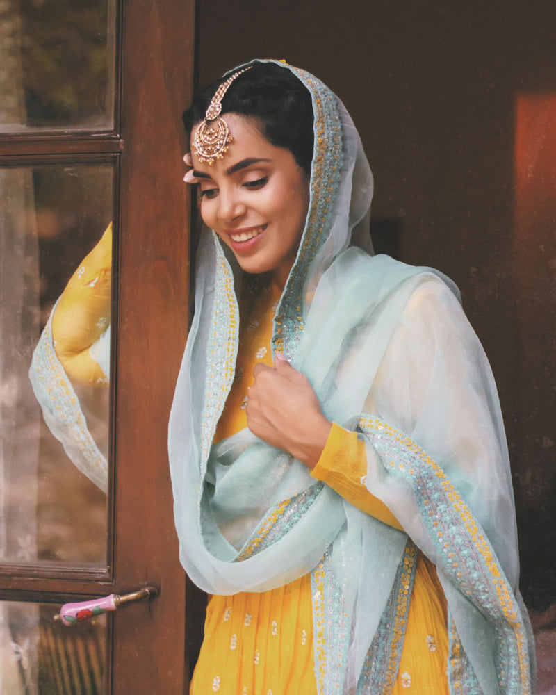 Yellow Kurta With Sharara And Dupatta - Naaz By Noor